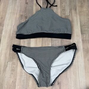 Gossip Girl Teen 16 Two Pc Bikini Black White Checker Print